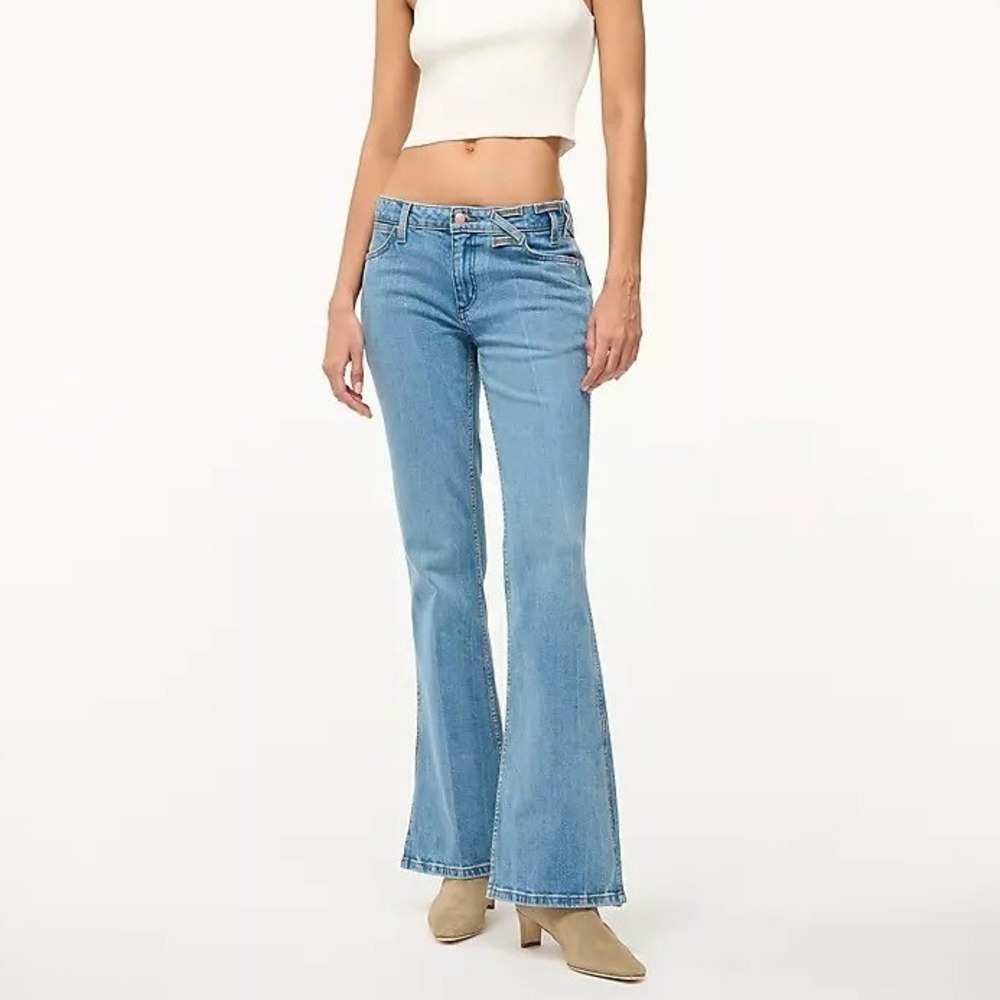 NWT Wrangler x Staud The Bikini Jean Mid Blue Flare Denim Size 32x32